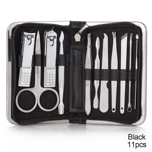 Kit De Manucure Et Pédicure En Acier Inoxydable Pour Hommes Et Femmes,Coupe-Ongles Professionnels - Type 11pcs Black 