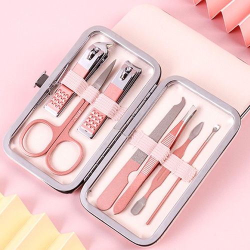 Ensemble De Coupe-Ongles En Acier Inoxydable,Kit D'outils De Soin Des Mains,Ciseaux Professionnels,Pince À Épiler,Cure-Oreilles,Multifonction,03 Pieds,7 Pièces - Type 7pcs-7020a 