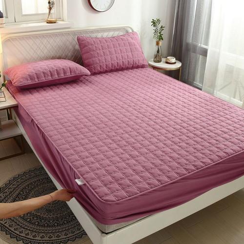 Violet Clair - 200x220cm - Housse De Matelas De Lit Imperméable 100% Coton, Couvre-Lit Lavable, Multicolore, Épais, Protège-Matelas Plat