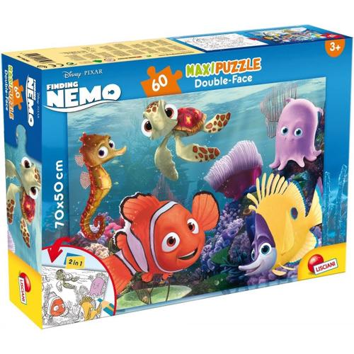 Lisciani - Disney Puzzle Nemo - Maxi Puzzle 60 Pi Ces - Double Face - Verso A Colorier - Jeu Educatif - A Partir De 4 Ans