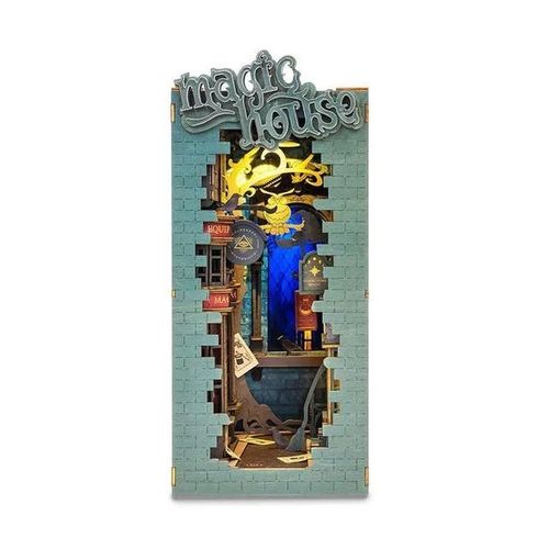 TGB03 Maison Magique - Puzzle manuel créatif, modèle serre livres décoratif, bricolage Miniature en bois, ornements de maison, artisanat, cadeaux pour adultes