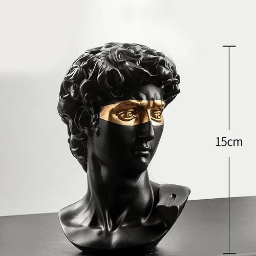 David Noir - Statues De Décoration En Résine Blanche De 15cm, Décoration De Table Basse David Pour La Maison, Buste De Chambre En Gypse, Sculpture'art Décoratif