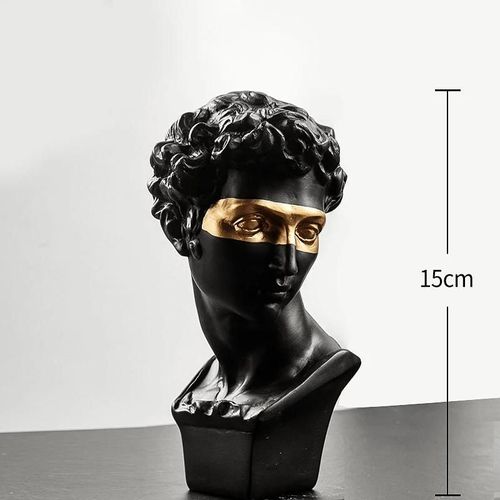 Noir - Statues De Décoration En Résine Blanche De 15cm, Décoration De Table Basse David Pour La Maison, Buste De Chambre En Gypse, Sculpture'art Décoratif