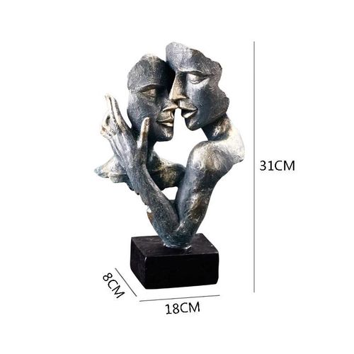 Gris Clair - Statue Nordique Rétro En Résine, Couple Embrassant La Maison, Figurines, Sculpture Romantique Dorée, Décoration De Salon, Ornements