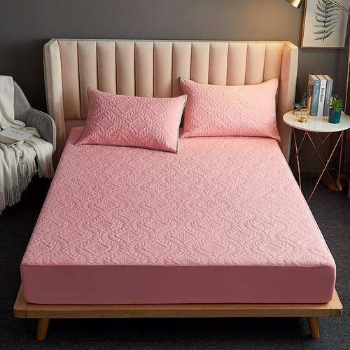 Rose - 120x200cm 1pc Feuille - Protège Matelas Matelassé En Relief, Couleur Pure, Imperméable, Style Drap Housse Pour Lit, Anti Acariens, Copri, 100%