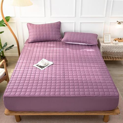 Violet - 200x220cm 1pc Feuille - Protège Matelas, Draps Matelassés Doux Et Respirant, Drap Housse Épais Antibactérien