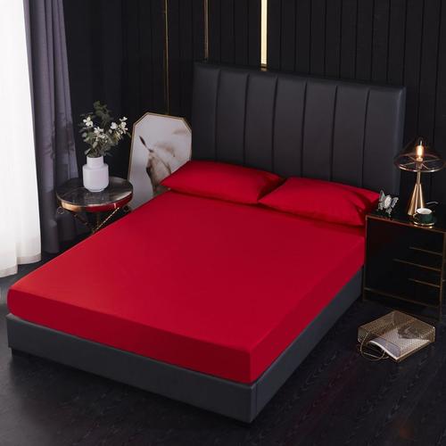 Rouge - 90x200x30 - Protège-Matelas Imperméable Pongé, Drap-Housse D'hôtel, Couverture De Lit De Couleur Pure Brossée, Drap Mouillant Imperméable Pour Bébé