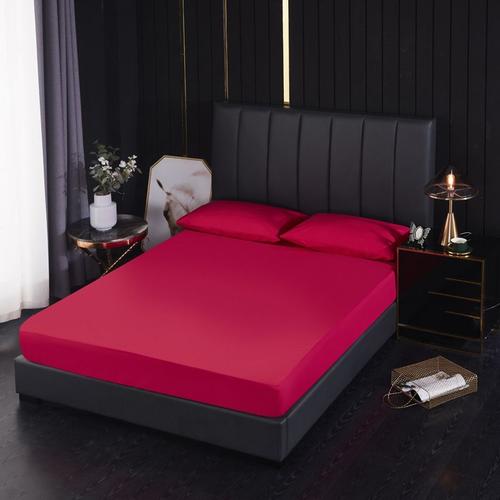 Rose Rouge - 150x200x30 - Protège-Matelas Imperméable Pongé, Drap-Housse D'hôtel, Couverture De Lit De Couleur Pure Brossée, Drap Mouillant Imperméable Pour Bébé