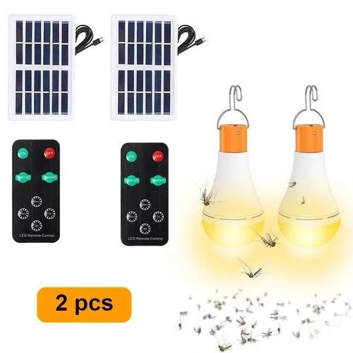 Ampoules Solaires Portables d'Urgence LED,Tueur de Moustiques pour Abri,Randonnée,Tente de Camping,Lampe de Pannes de Courant de Motocyclette,1-2-4 Pièces - Type orange 2 pieces