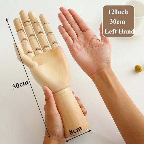 30cm Main Gauche - Vilead En Bois Main Figurines Rotatif Modèle Peint Dessin Mannequin Miniatures Bureau Maison Bureau Chambre Décoration