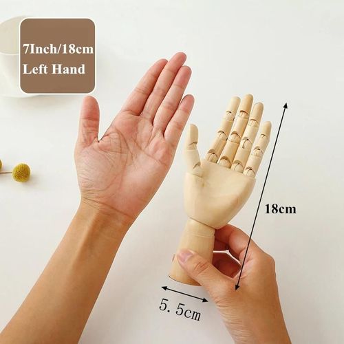 18cm Main Gauche - Vilead En Bois Main Figurines Rotatif Modèle Peint Dessin Mannequin Miniatures Bureau Maison Bureau Chambre Décoration