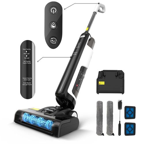 Aspirateur Laveur Balai Sans Fil Nettoyage Sec Humide Aspiration Laveuse De Sol 3 en 1