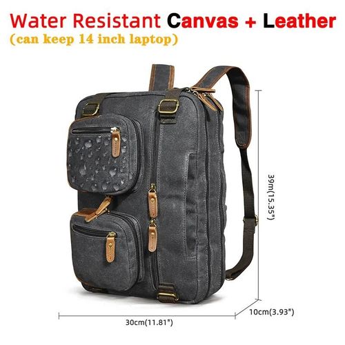 toile-noir - Sac à dos épais en cuir de cheval fou pour hommes, mallette de voyage'affaires au Design Antique, sac à attacher pour ordinateur portable, fourre tout, k1013
