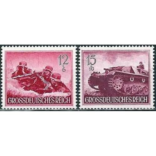 Allemagne, 3ème Reich 1944, Très Beaux Timbres Neufs** Luxe Journée Des Héros (2ème Série), Yvert 797 Nid De Mitrailleuse Et 798 Char De Combat Type Panzer.