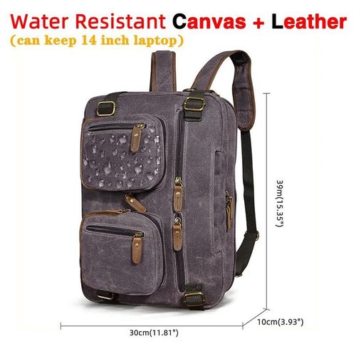 toile-café - Sac à dos épais en cuir de cheval fou pour hommes, mallette de voyage'affaires au Design Antique, sac à attacher pour ordinateur portable, fourre tout, k1013