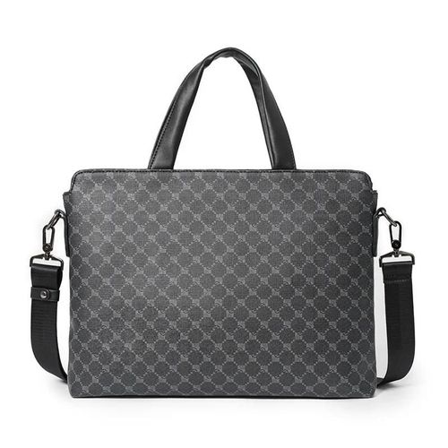 OO noir - Mallette Design De Marque De Luxe Pour Hommes, Sac À Main De Voyage D'affaires Pour Ordinateur Portable, Sac À Bandoulière En Cuir À Motif À Carreaux, Tendance