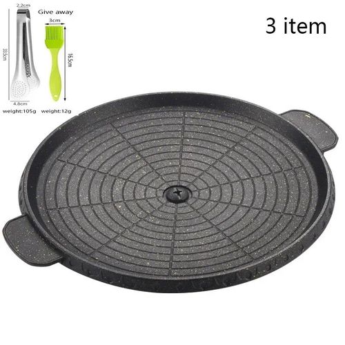 Poêle à griller en pierre Maifan coréenne,3 formes,32cm,antiarina,portable,ménage,barbecue extérieur,plaque,sans fumée,escalade en aluminium,chaud - Type Round C #B