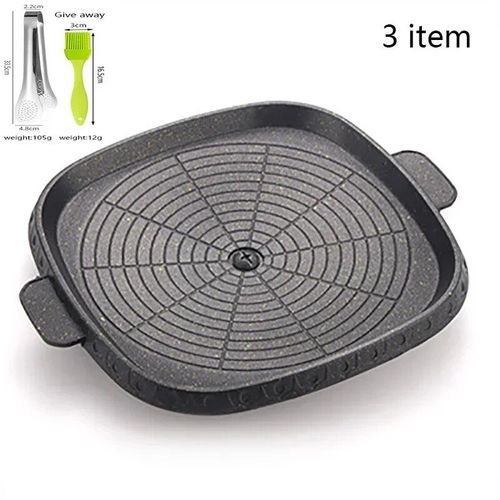 Poêle à griller en pierre Maifan coréenne,3 formes,32cm,antiarina,portable,ménage,barbecue extérieur,plaque,sans fumée,escalade en aluminium,chaud - Type Square C #B
