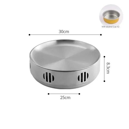 Réchaud d'isolation DCStGruen acier inoxydable,barbecue,gril,style coréen,adapté à la maison,brasero commercial,camping - Type 30cm Silver #F