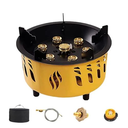 Brûleur à gaz de camping à 7 sante,puissance de feu de bain,réchaud à cassette portable,sac de transport,camping en plein air,randonnée,fournitures de pêche - Type Yellow