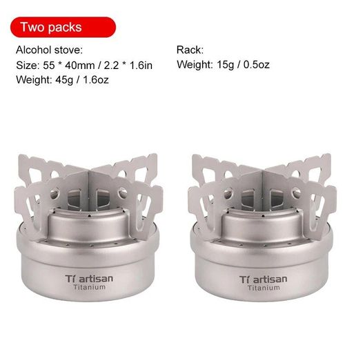 Tiartisan-Mini réchaud à liquide en titane,réchaud portable ultraléger,camping en plein air,randonnée,T1 - Type 2 pcs SET1