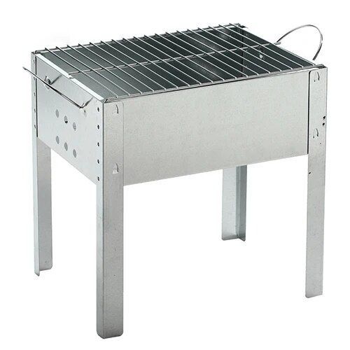 Barbecue portable rectangle à charbon de bois en acier inoxydable,barbecue pliant,camping en plein air familial,outil de cuisine et de pique-nique - Type Silver