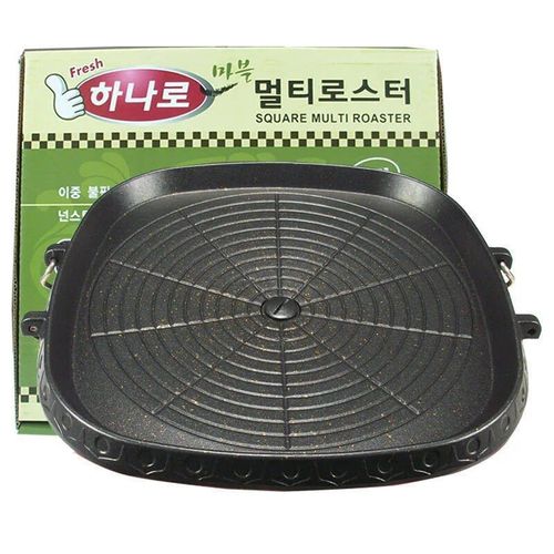Plaque de poêle à griller pour barbecue,revêtement antiadhésif portable,cuisinière à gaz butane,plaque de cuisson rectangulaire,coréen,32x26cm - Type Carré