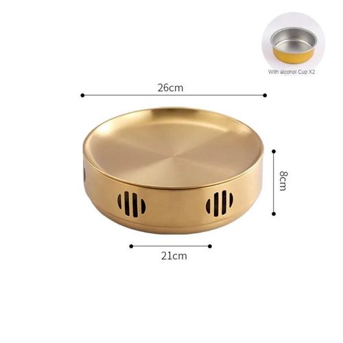 Réchaud d'isolation DCStGruen acier inoxydable,barbecue,gril,style coréen,adapté à la maison,brasero commercial,camping - Type 26cm Gold #B