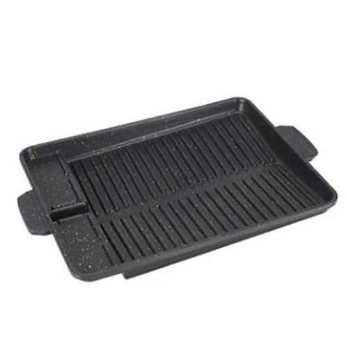 Plaque de barbecue au charbon de bois antiadhésive,poêle de barbecue Portable,poêle à gaz Butane,plateau de barbecue coréen rectangulaire,ustensiles de cuisine d'extérieur - Type Black