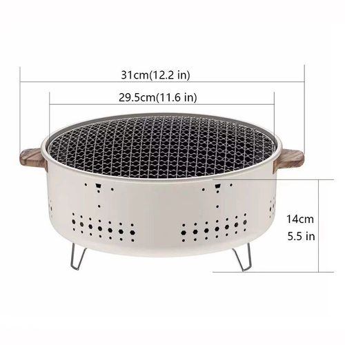 Petit réchaud rond sans fumée extérieur,gril à charbon de bois,réchaud de camping britannique portable,style coréen - Type Beige #C