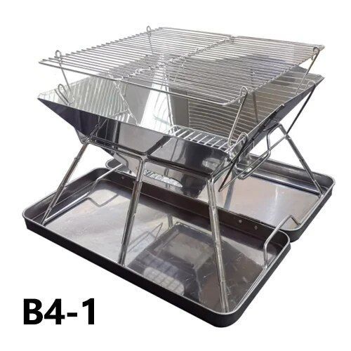 Réchaud pliant portatif de gril de BBQ Campingmoon MT-2 réchaud portatif de camping 34x35cm gril portatif de BBQ d'acier inoxydable antiadhésif #D