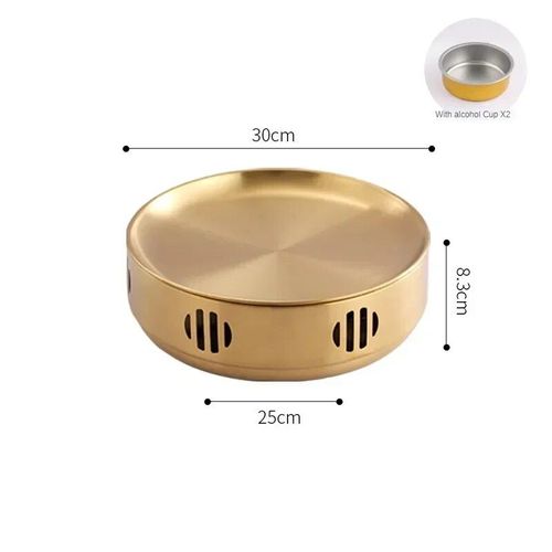 Réchaud d'isolation DCStGruen acier inoxydable,barbecue,gril,style coréen,adapté à la maison,brasero commercial,camping - Type 30cm Gold #D