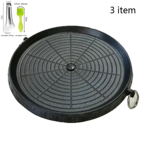 Poêle à griller en pierre Maifan coréenne,3 formes,32cm,antiarina,portable,ménage,barbecue extérieur,plaque,sans fumée,escalade en aluminium,chaud - Type Round D #B