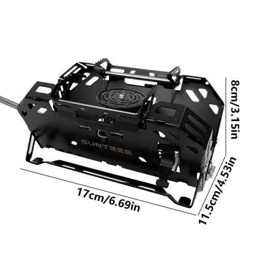 Réchaud à gaz de camping portable,Eva extérieur,chauffe-feu de bain,survie,pique-nique,pliant,super coupe-vent,cuisine,réchaud de camping,2400W - Type Black