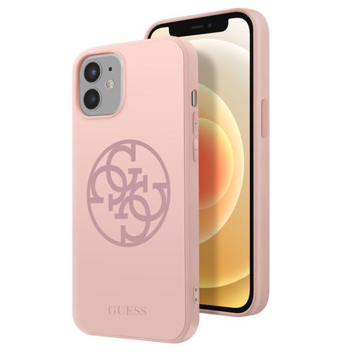 Coque Fine Pour Iphone 12 Mini Soft Touch Intérieur Sérigraphié Guess Rose Poudré