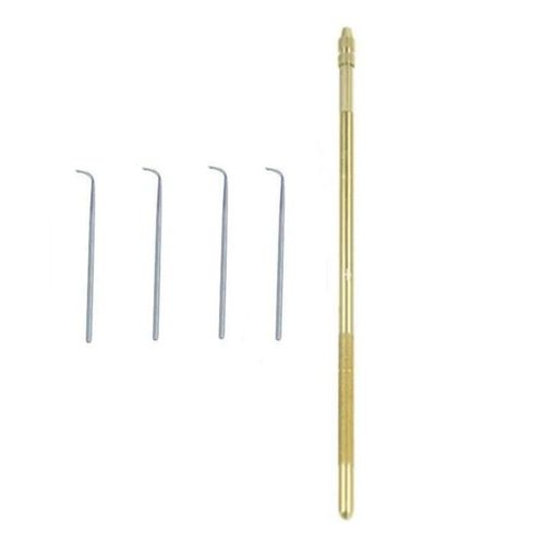 Aiguilles De Ventilation Pour Fabrication De Perruque Lace Frontal,5 Pièces/Ensemble,Professionnelles Dorées,À Faire Soi-Même,Avec Poignée En Cuivre - Type Glod