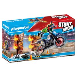 Playmobil 70553 - Pilote Moto Et Mur De Feu