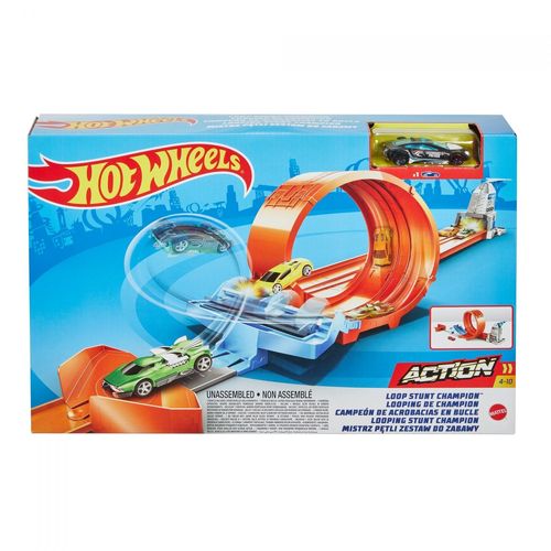Action Hot Wheels - Looping De Champion-Circuit  - Petite Voiture - 4 Ans Et +