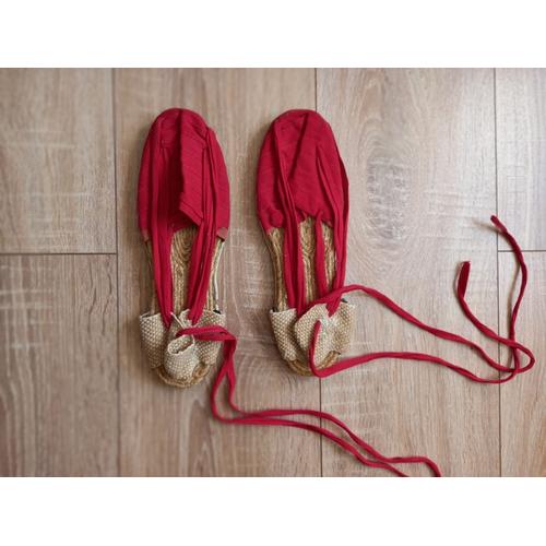 Espadrilles A Lacets Rouge Taille 37