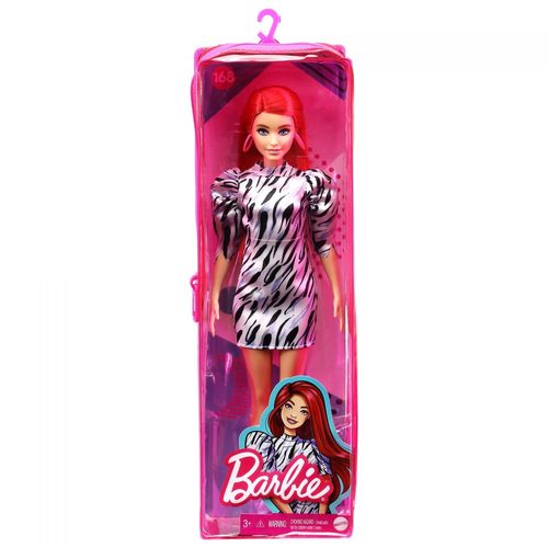 Barbie Fab Barbie - Poupée Fashionista #168 Robe Zébrée - Poupée Mannequin - Dès 3 Ans