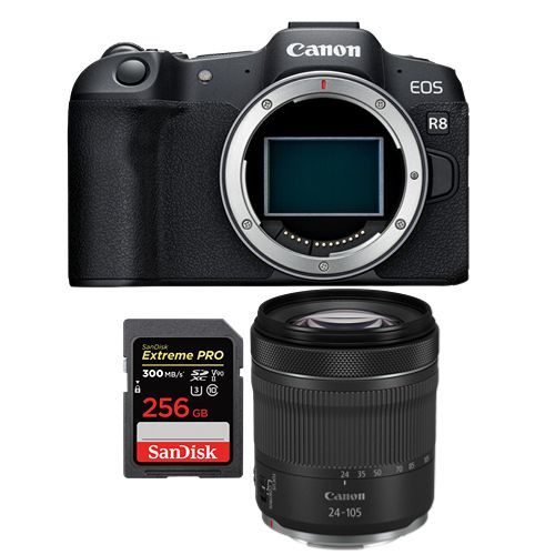 Appareil photo Canon EOS R8 + RF 24-105mm f4-7.1 IS STM + SanDisk 256 Go Extreme Pro SDXC UHS-II U3 V90 300 Mo/s