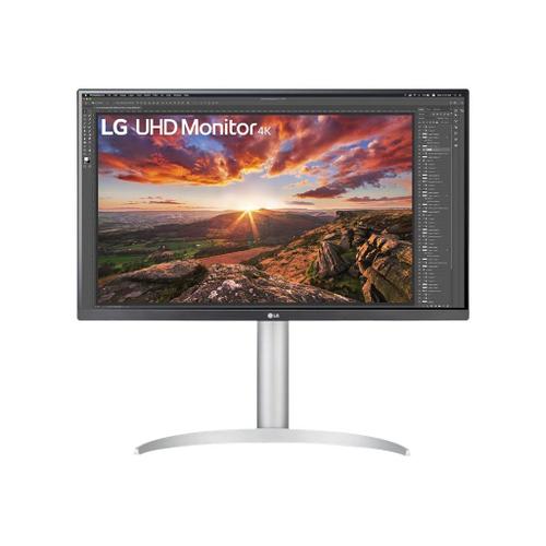 LG 27UP850N-W - Écran LED - 27" - 3840 x 2160 4K @ 60 Hz - IPS - 400 cd/m² - 1200:1 - DisplayHDR 400 - 5 ms - 2xHDMI, DisplayPort, USB-C - haut-parleurs - cadre noir, blanc (noir), base d'argent