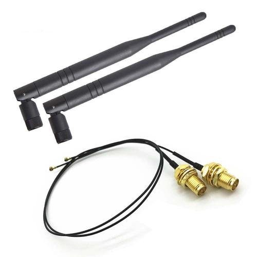 2 x 6dBi touristes bande M.2 IPEX successif F4 U.fl câble à RP SMA Wifi antenne ensemble pour Intel AX200 9260 9560 8265 8260 NGFF M.2 carte