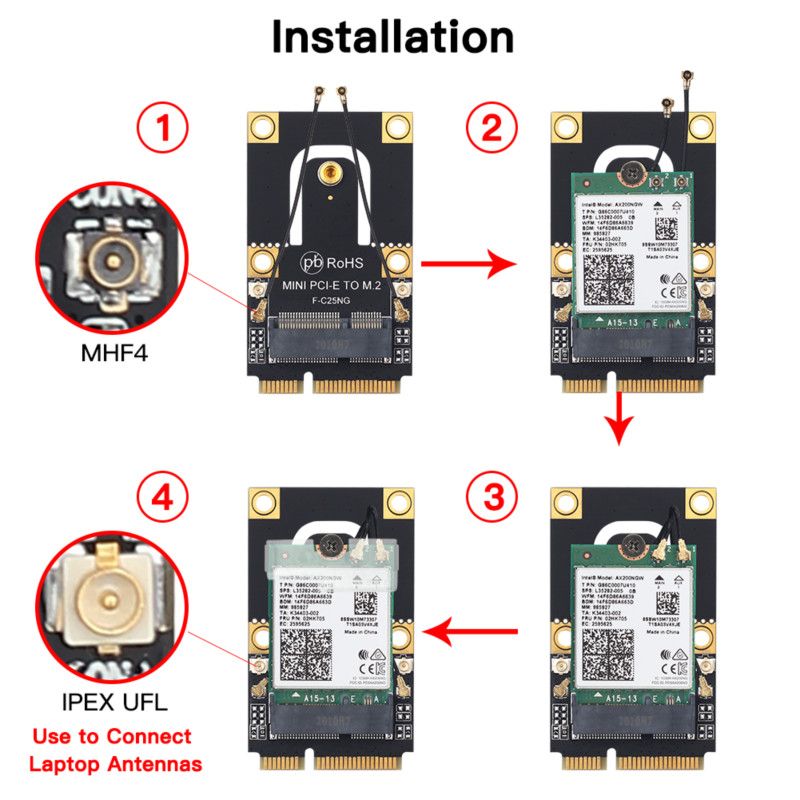 M.2  mini PCIE - Adaptateur convertisseur sans fil M.2 NGFF... - 2