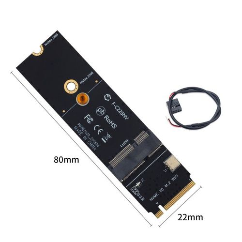 F-C228NV - Adaptateur De Carte Réseau Sans Fil, Intel Ax210 Wifi6 Bluetooth 5.2 M.2 A + E Key To M.2 M Key Nvme Ssd Port Réseau Wlan, 3000mbps