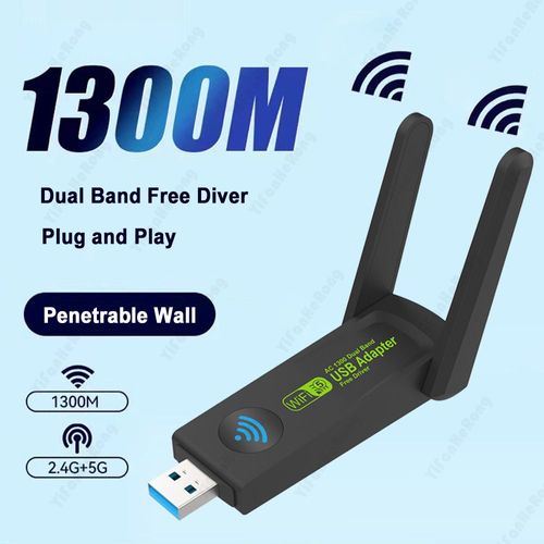 Adaptateur de Stérilisation USB 1300, Wifi 5, 3.0 Mbps, Bande Touriste 11AC, 2.4G/5GHz, Dongle Wi Fi Sans Fil, Carte Réseau RTL8812CU pour PC P1 7/8/10