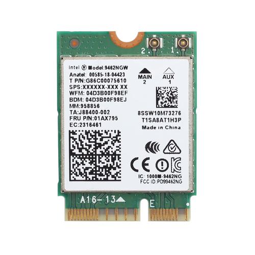 BLANC - Adaptateur de carte Wifi sans fil pour Intel 9462NGW NGFF M.2 Key E, 433Mbps, bande touristique, formulations Bluetooth 5.0 pour ordinateur de bureau Win10