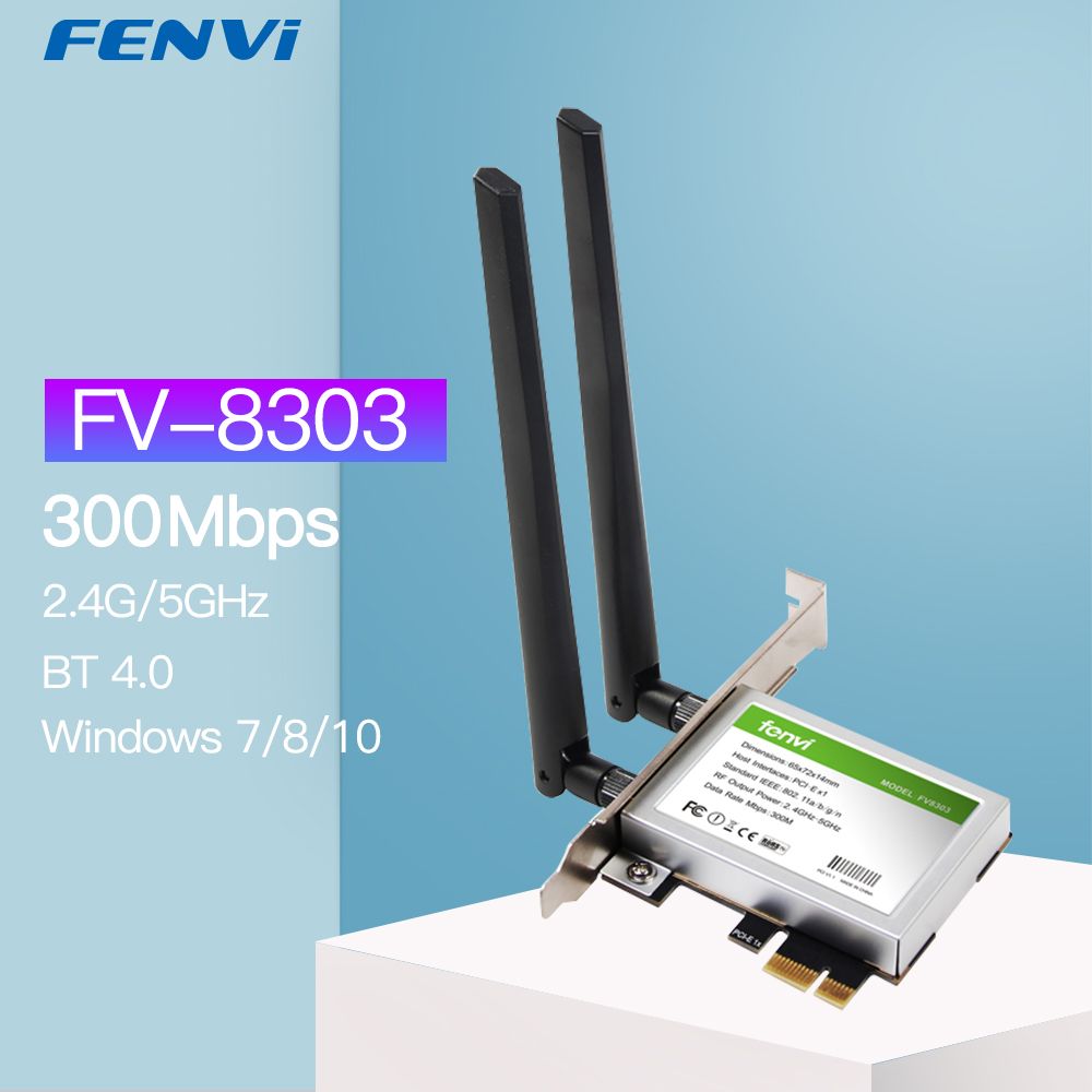 FV-8303 - Adaptateur De Carte Wifi Pci Express Fv-8303 300mbps, Double Bande 2.4g/5ghz, Sans Fil, Bluetooth 4.0, Pour Ordinateur De Bureau Et Windows 7/8/10