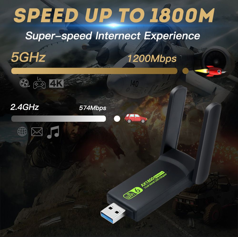 WiFi 6 1800m - Adaptateur Wi-fi 6 Usb 1800 Mb/s, 5g/2.4ghz, ... - 3