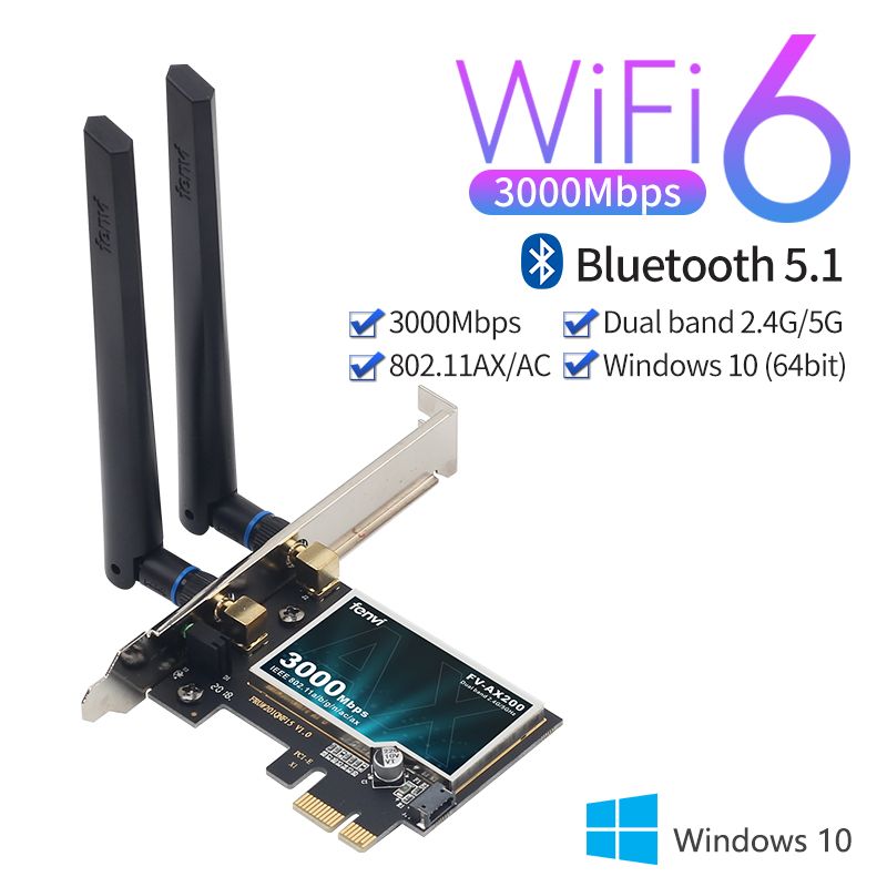 PCE-AX200 - Adaptateur Wifi 6 Sans Fil Intel Ax200, Pcie, Bl...